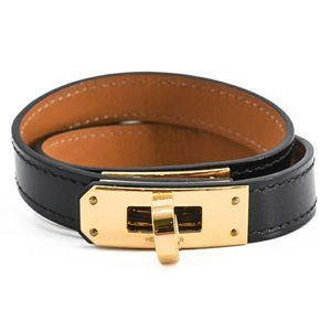 HERMES Kelly Bracelet Double Tour Box Calf Leather Black #B